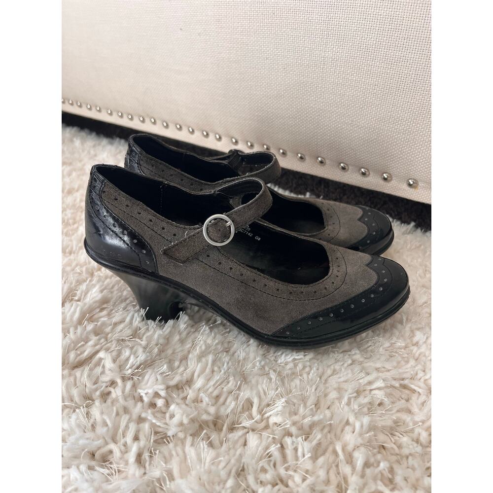 Born b.o.c. Pumps Leather Strap Heel Vtg Look Witchy Retro Whimsigoth Goth Sz 8